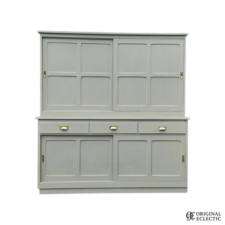 Quality Huge antique pine housekeepers estate school cupboard