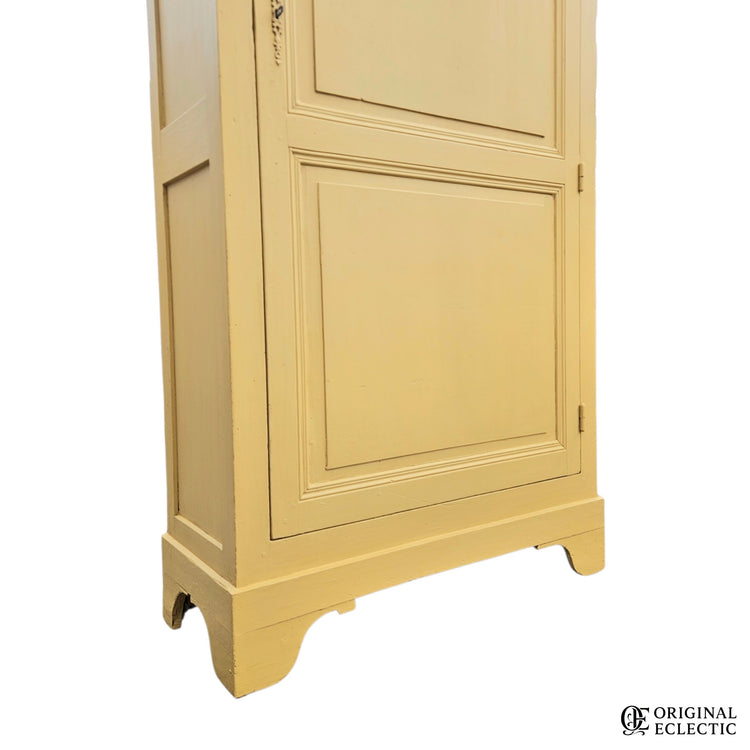 French antique pine armoire Linen Cupboard Mustard yellow