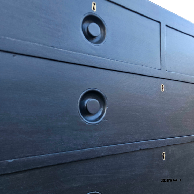 Victorian ebonised campaign military chest of drawers mahogany