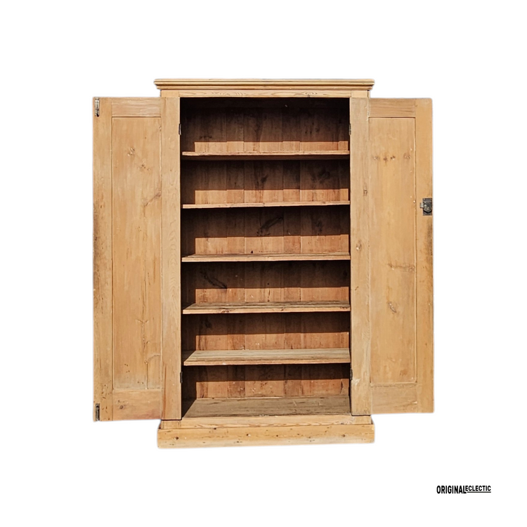 Large Victorian pine housekeepers linen cupboard