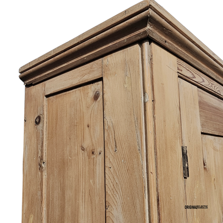 Large Victorian pine housekeepers linen cupboard