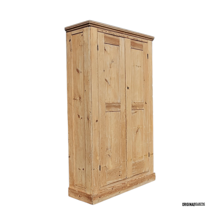Large Victorian pine housekeepers linen cupboard