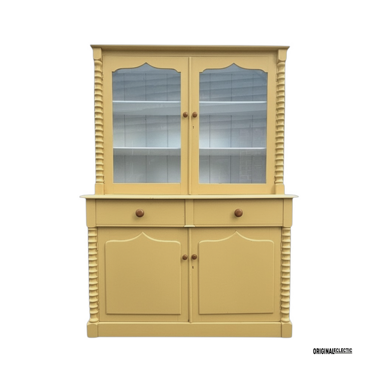 Victorian Cornish pine dresser Mustard Yellow bobbin columns