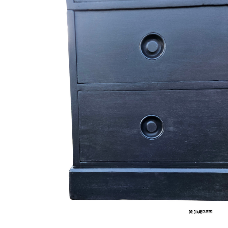 Victorian ebonised campaign military chest of drawers mahogany