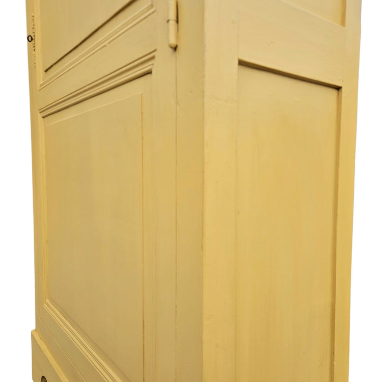 French antique pine armoire Linen Cupboard Mustard yellow