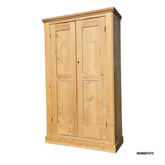 Large Victorian pine housekeepers linen cupboard