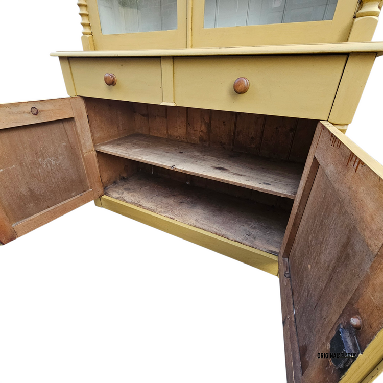Victorian Cornish pine dresser Mustard Yellow bobbin columns