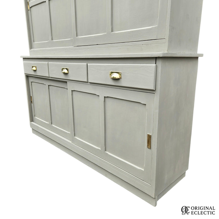 Quality Huge antique pine housekeepers estate school cupboard