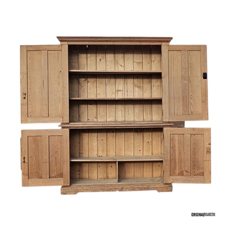 Huge Victorian antique pine housekeepers estate school cupboard