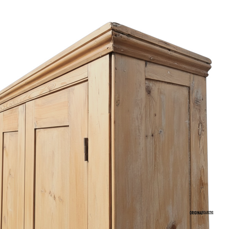 Large Victorian pine housekeepers linen cupboard