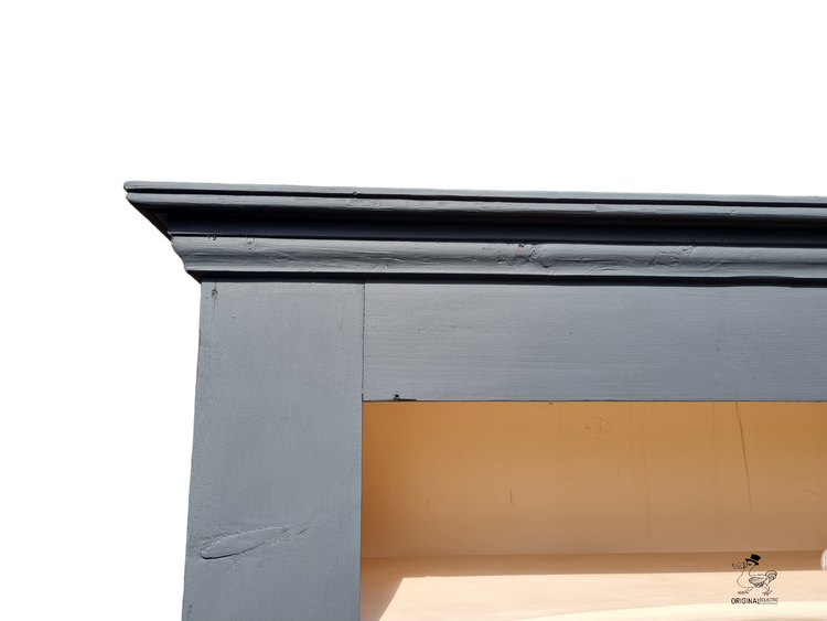 Rustic Antique Pine Bookcase In Farrow & Ball off Black & Pink Worn Paint