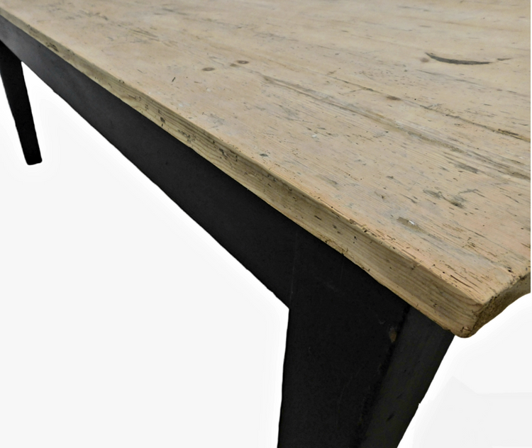Large Ebonised Victorian stripped pine Estate Farmhouse Table