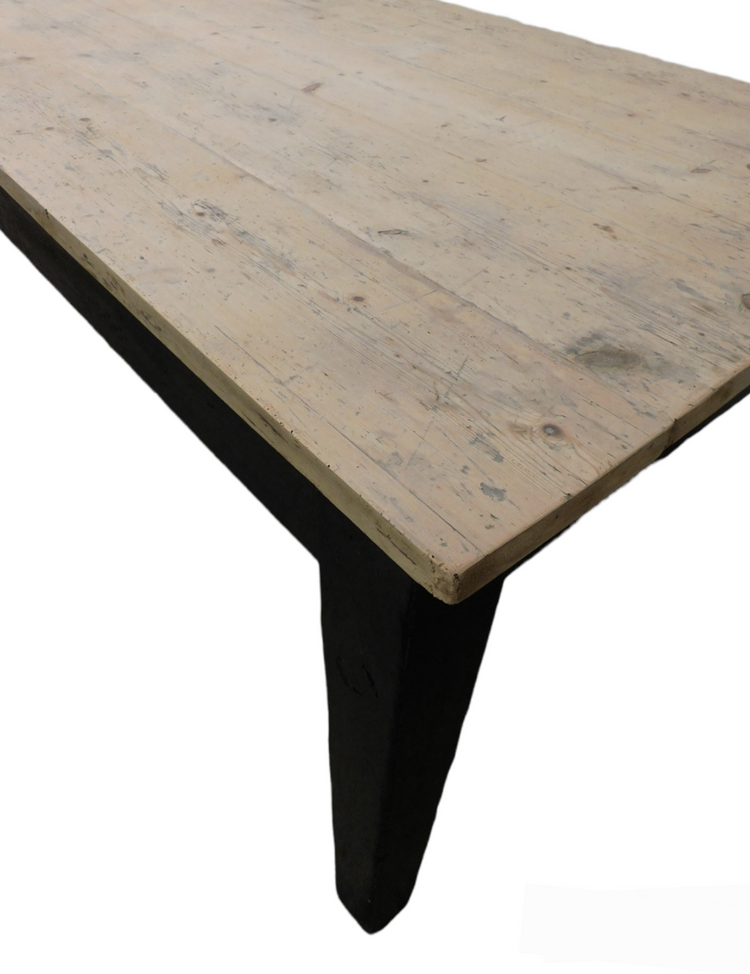 Large Ebonised Victorian stripped pine Estate Farmhouse Table