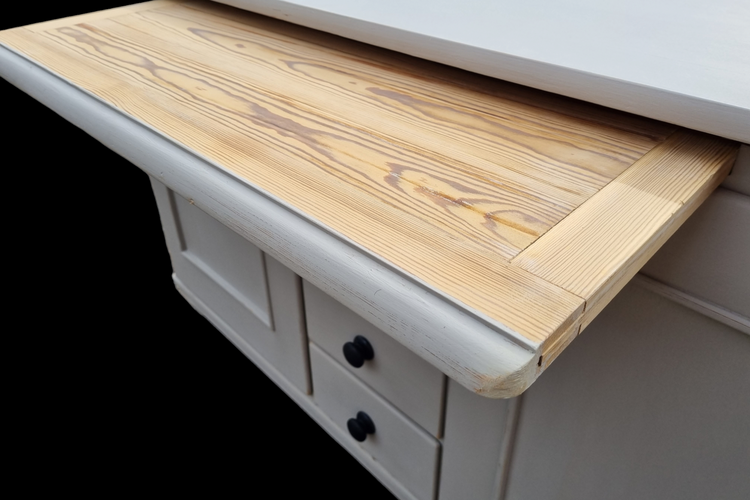 Quality painted antique pines sideboard base with drawers ebonised knobs