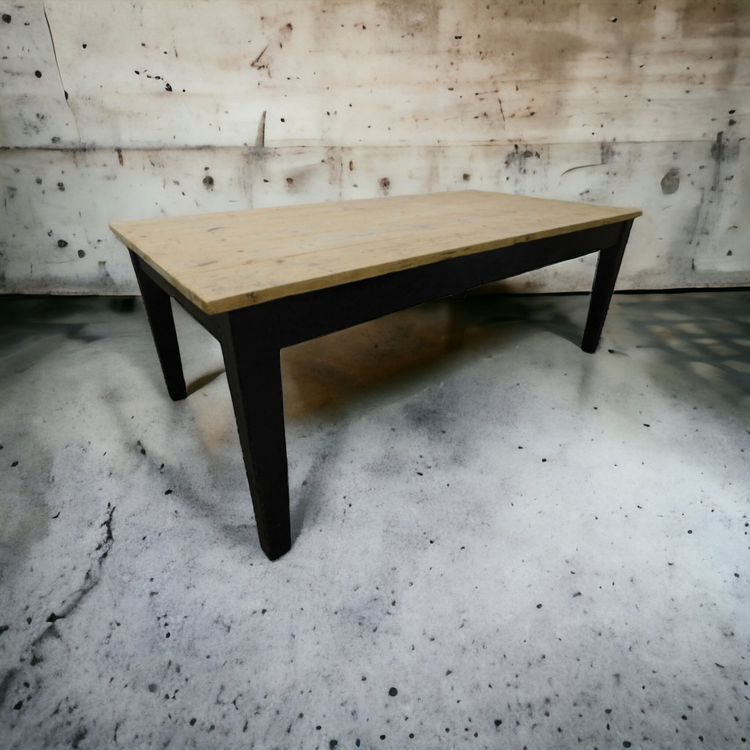 Large Ebonised Victorian stripped pine Estate Farmhouse Table