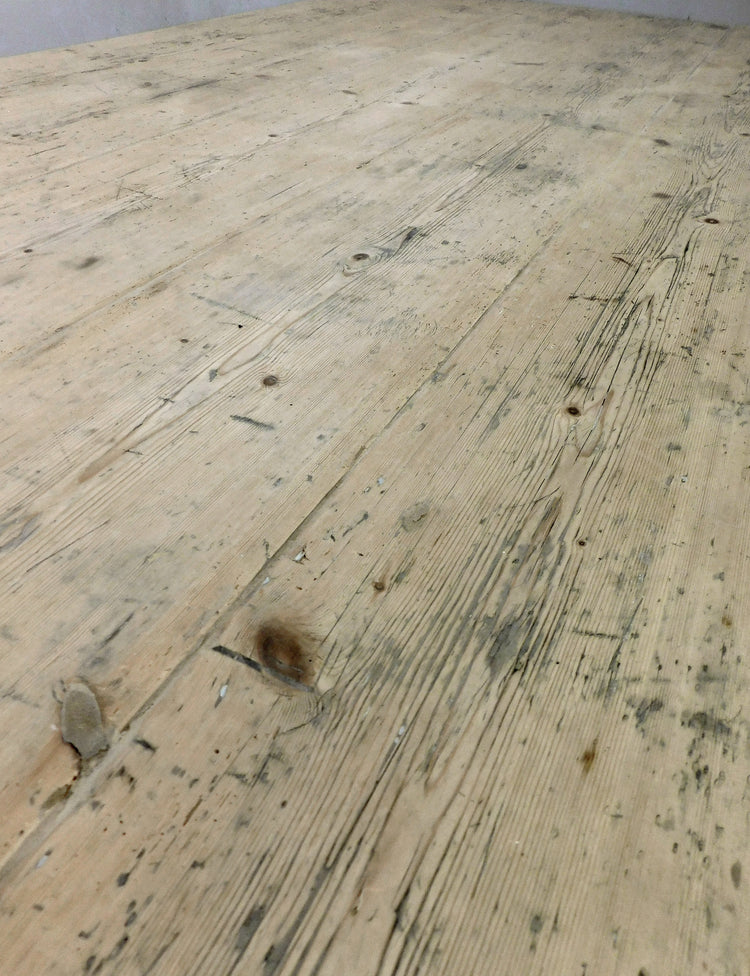 Large Ebonised Victorian stripped pine Estate Farmhouse Table