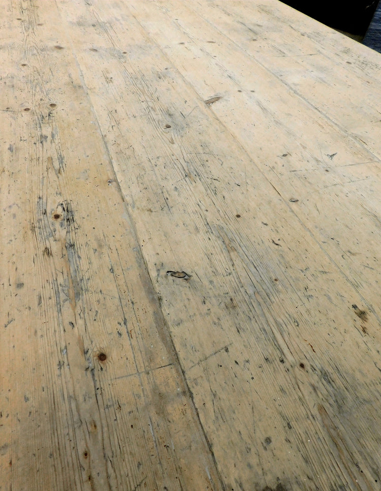 Large Ebonised Victorian stripped pine Estate Farmhouse Table