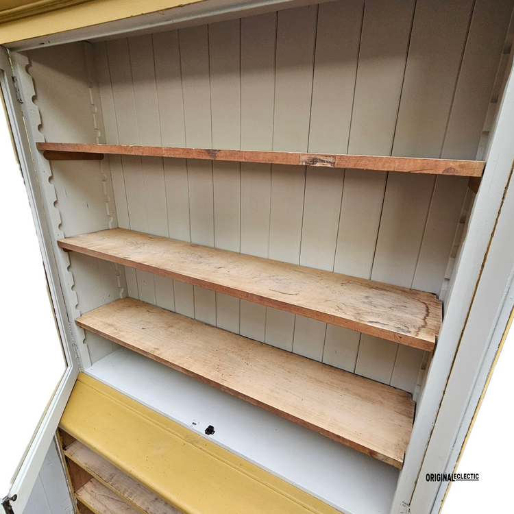 Antique glazed display Cupboard Dresser mustard yellow