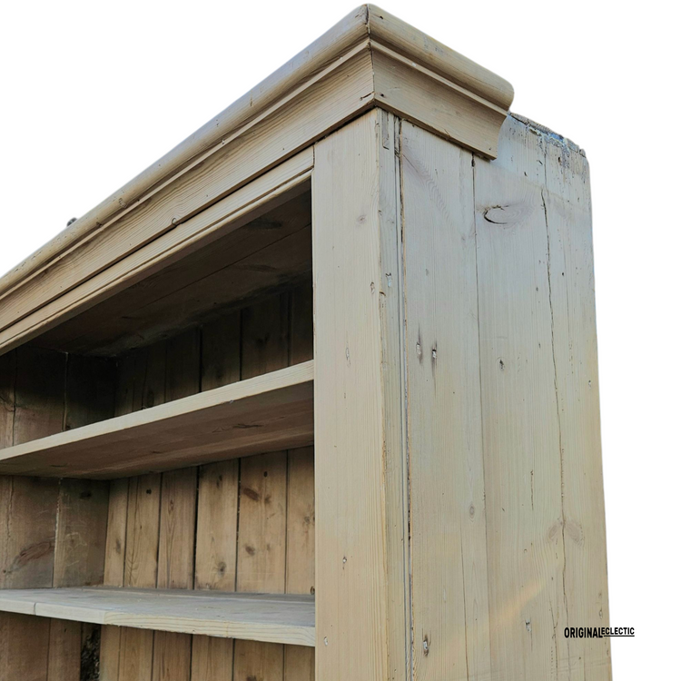 Huge Victorian stripped pine display Cupboard dresser