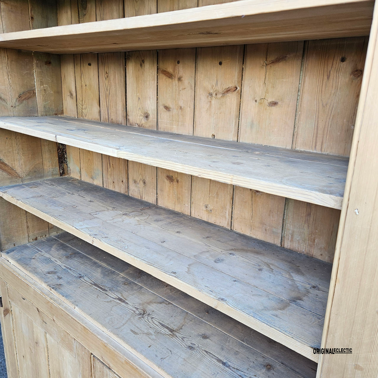 Huge Victorian stripped pine display Cupboard dresser