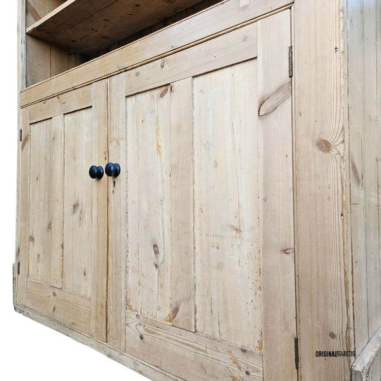 Huge Victorian stripped pine display Cupboard dresser