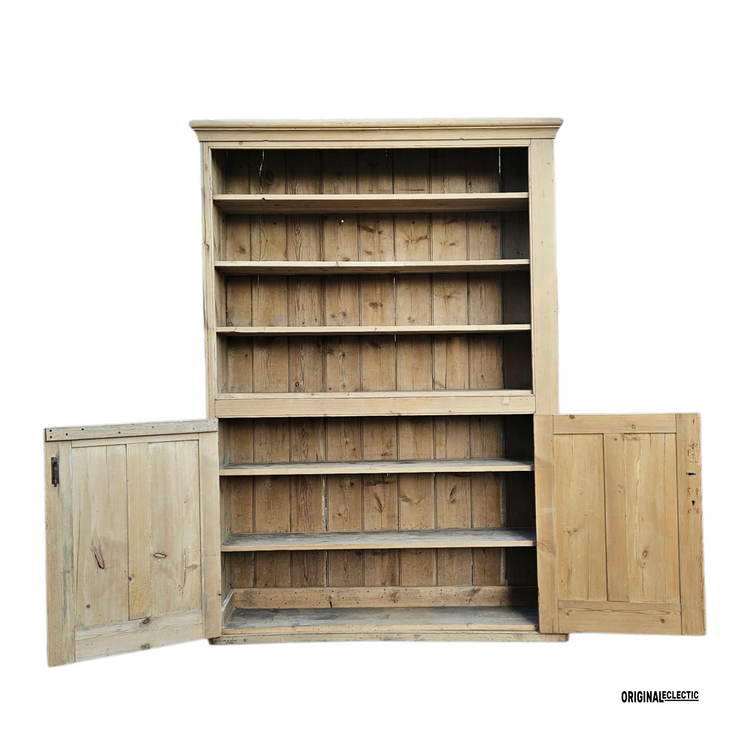 Huge Victorian stripped pine display Cupboard dresser