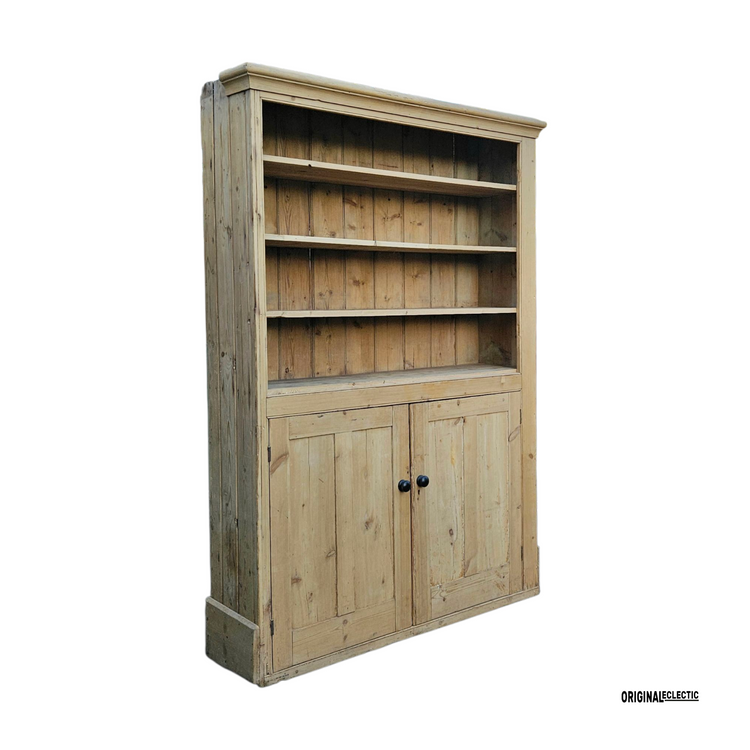 Huge Victorian stripped pine display Cupboard dresser