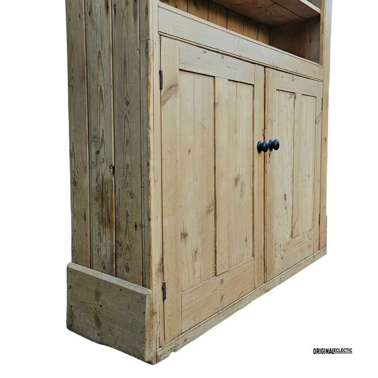 Huge Victorian stripped pine display Cupboard dresser