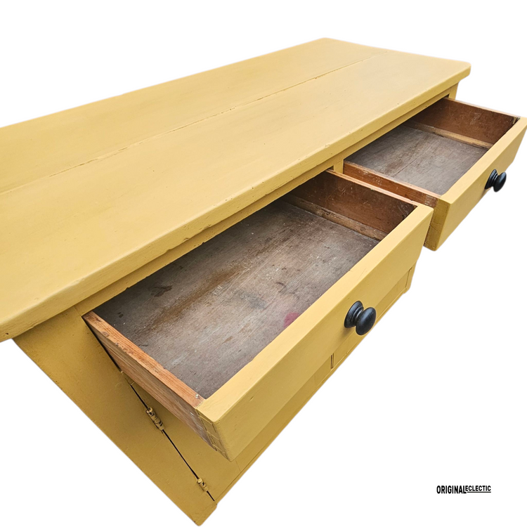 English Victorian antique pine sideboard dresser base Mustard yellow