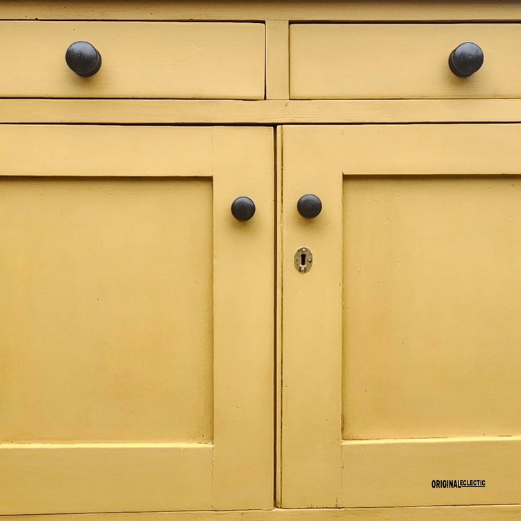 English Victorian antique pine sideboard dresser base Mustard yellow