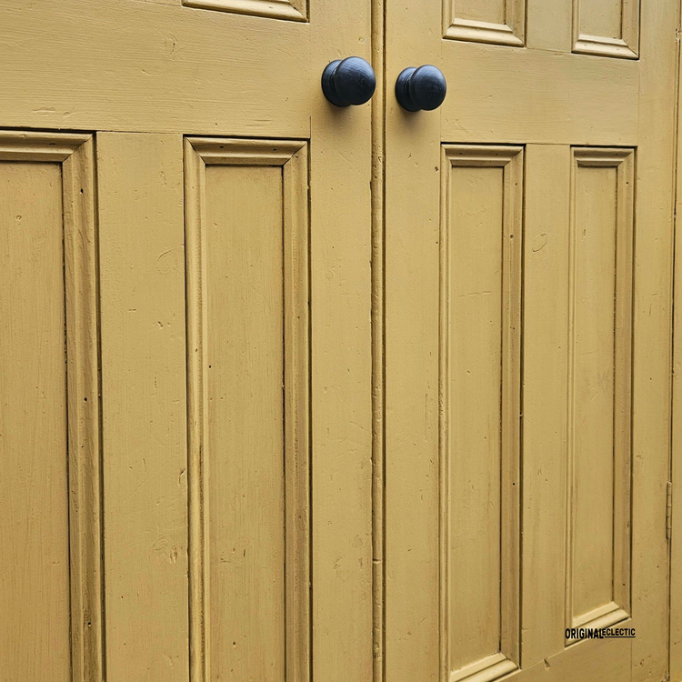 Victorian antique pine housekeepers school Cupboard mustard yellow
