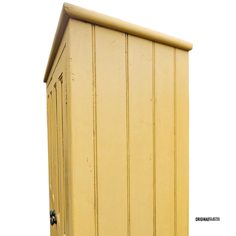 Victorian antique pine housekeepers school Cupboard mustard yellow