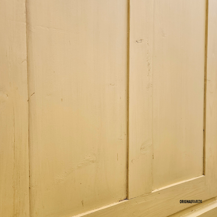 Antique glazed linen Cupboard mustard yellow