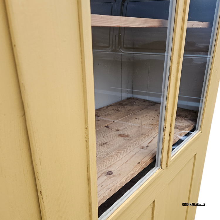 Antique glazed linen Cupboard mustard yellow