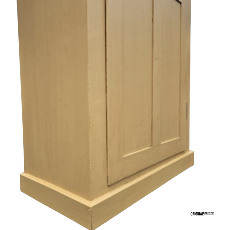 Antique glazed linen Cupboard mustard yellow