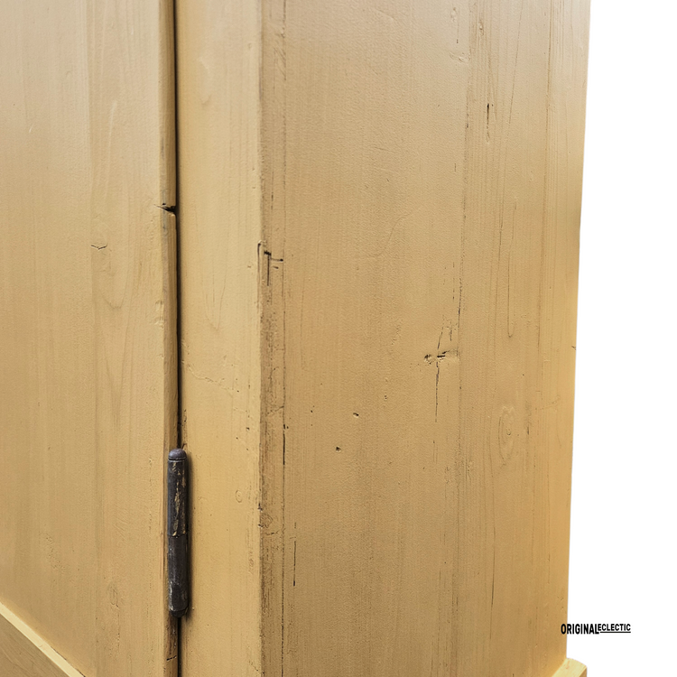 Antique glazed linen Cupboard mustard yellow
