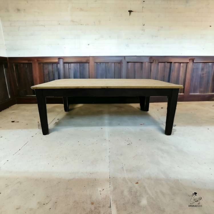 Large Ebonised Victorian stripped pine Estate Farmhouse Table