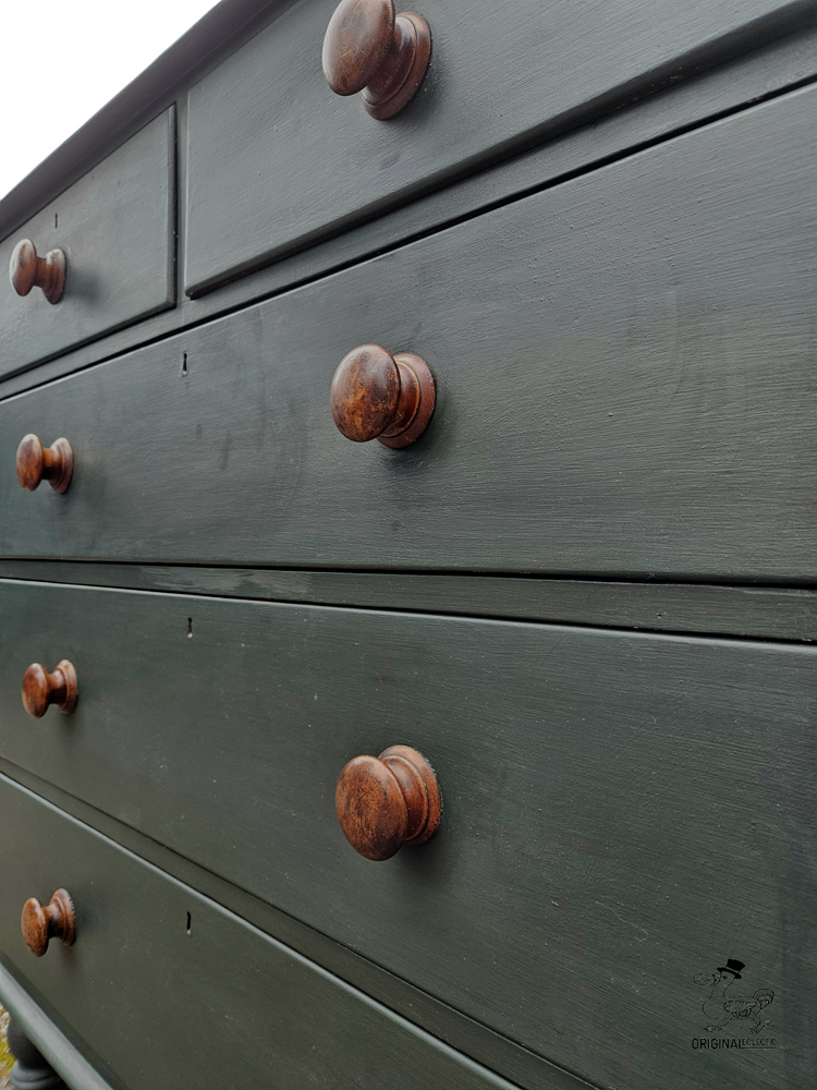 Large English Antique Pine Chest Of Drawers Farrow and Ball Studio Green