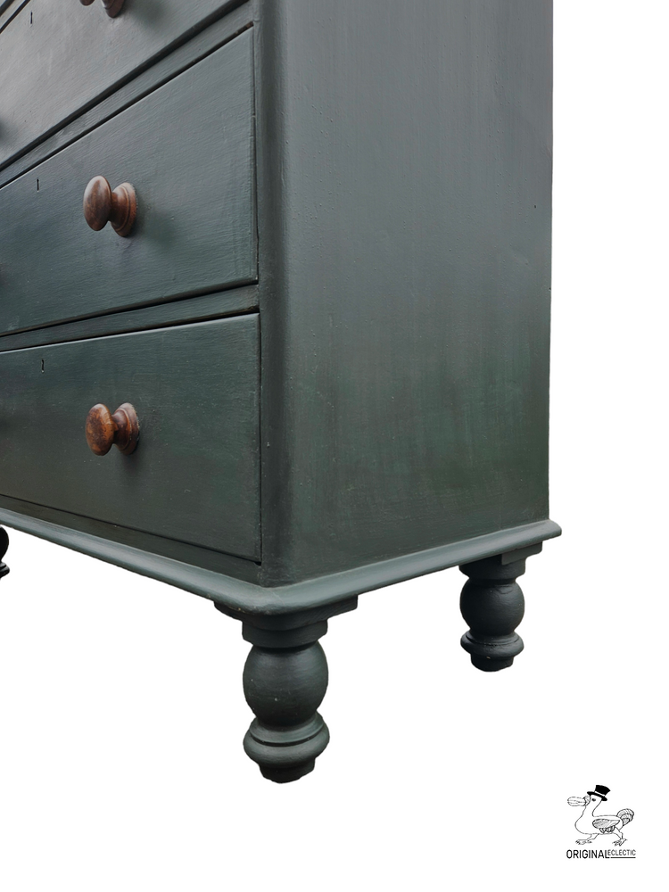 Large English Antique Pine Chest Of Drawers Farrow and Ball Studio Green