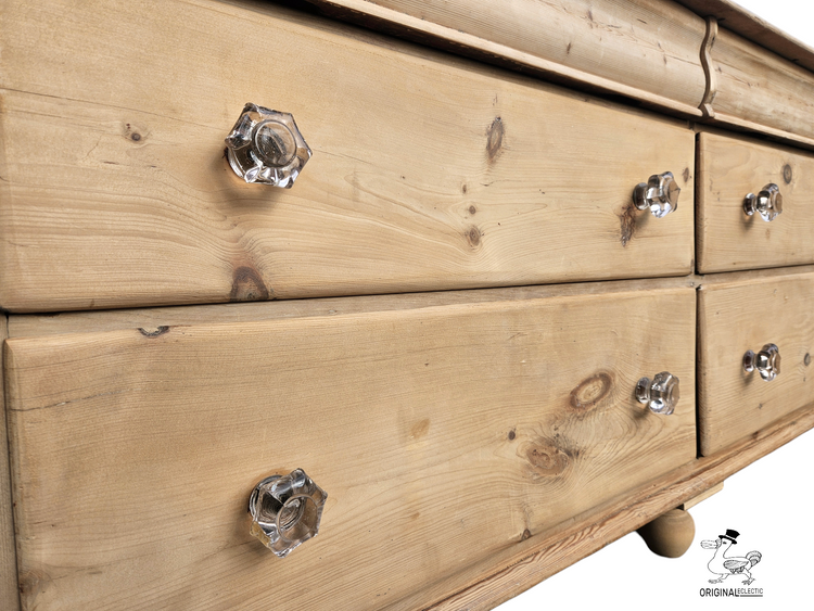 Large antique Victorian Sideboard Chest of Drawers 6FT Glass Knobs