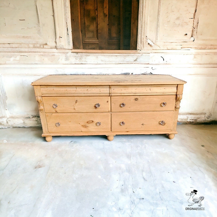 Large antique Victorian Sideboard Chest of Drawers 6FT Glass Knobs