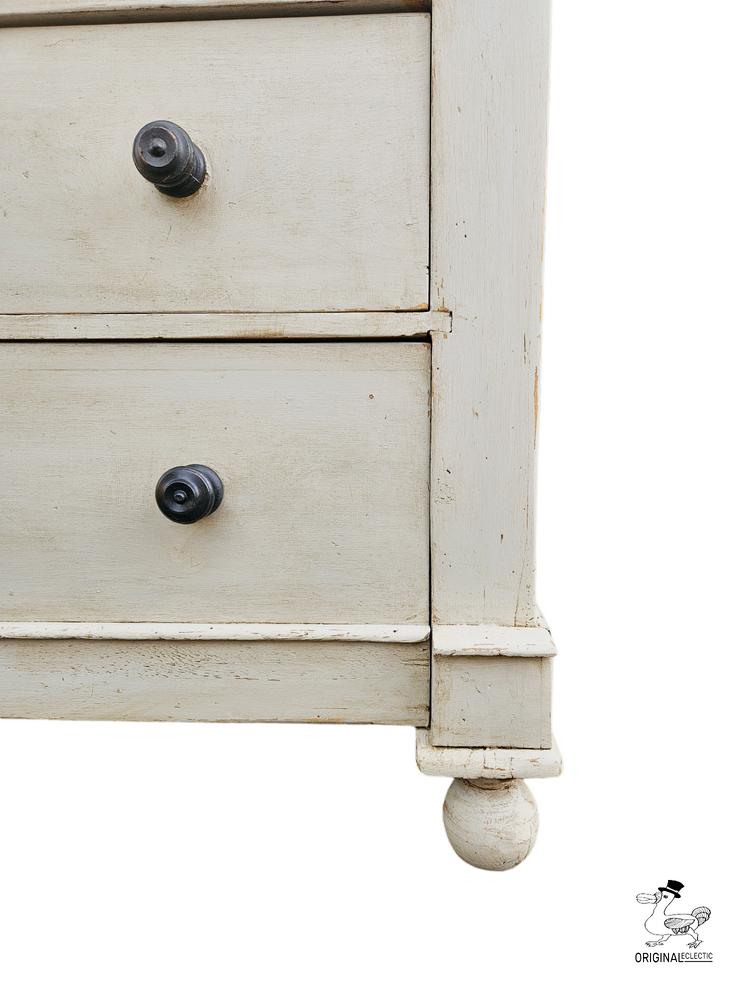 Large English Antique Pine Chest Of Drawers Grey Distressed paintwork c1880