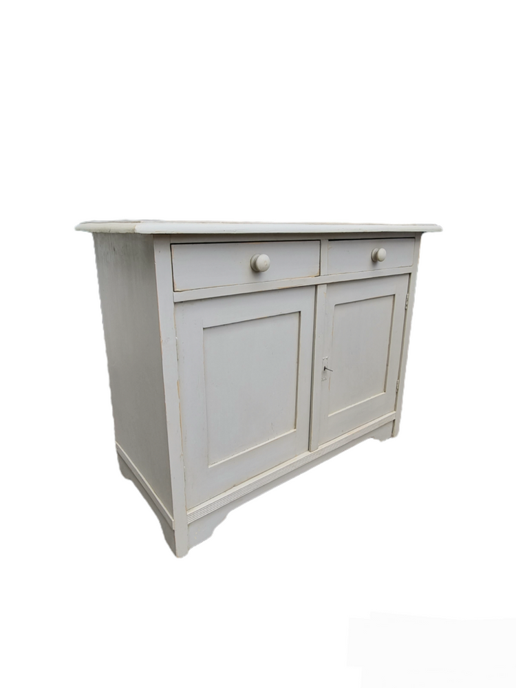 Quality Painted Antique Pine Sideboard Dresser Base With Drawers Grey Worn Paint