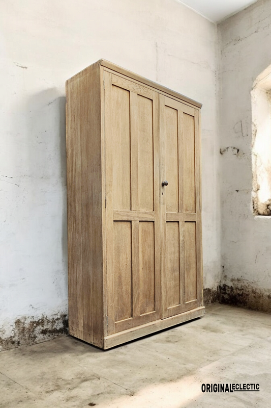 Large stripped antique oak housekeepers school cupboard