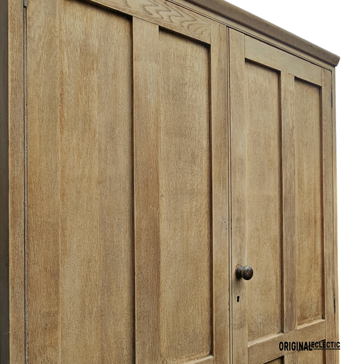 Large stripped antique oak housekeepers school cupboard