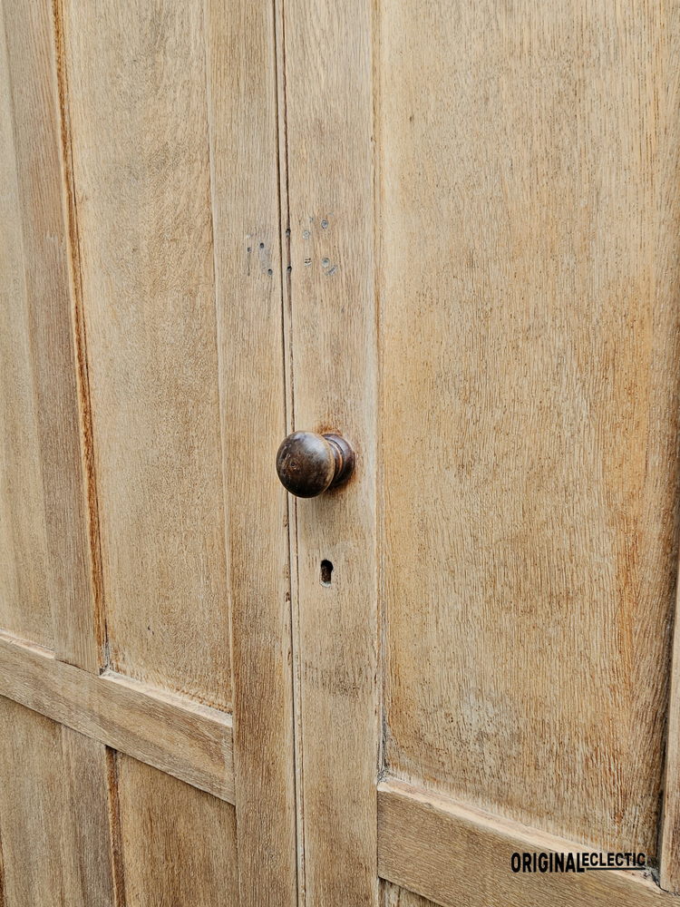 Large stripped antique oak housekeepers school cupboard