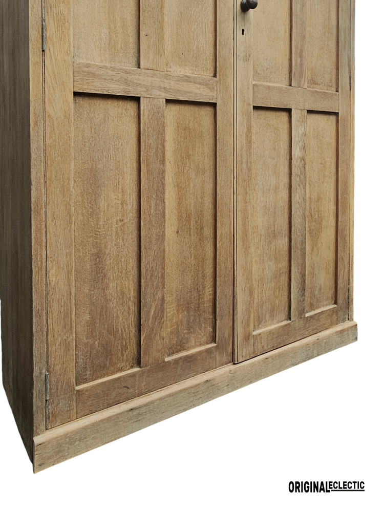 Large stripped antique oak housekeepers school cupboard