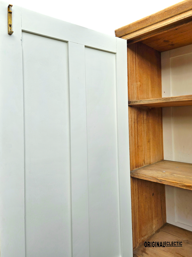 Large stripped antique oak housekeepers school cupboard