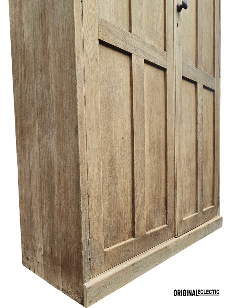 Large stripped antique oak housekeepers school cupboard