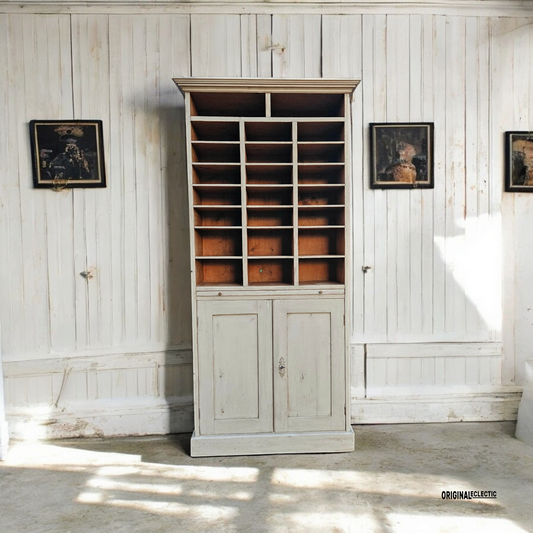 Antique French Haberdashery Cabinet With Pigeon Hole Shelving c1880